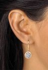 Cubic Zirconia Round Halo Drop Earrings in Gold over Sterling Silver, , alternate image number 2