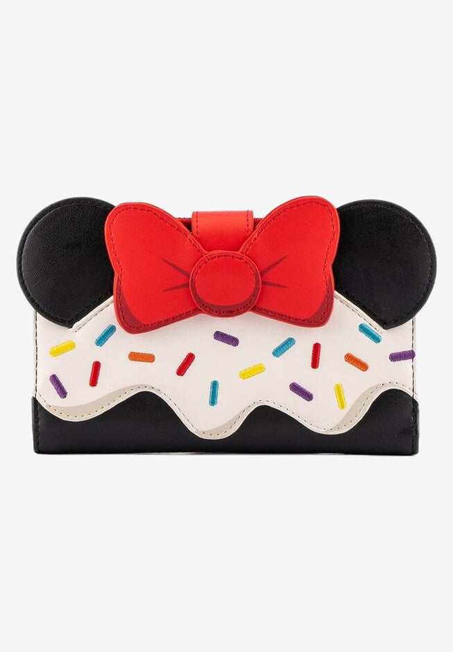 Loungefly X Disney Minnie Mouse Sweet Sprinkles Flap Wallet, BLACK, hi-res image number 0