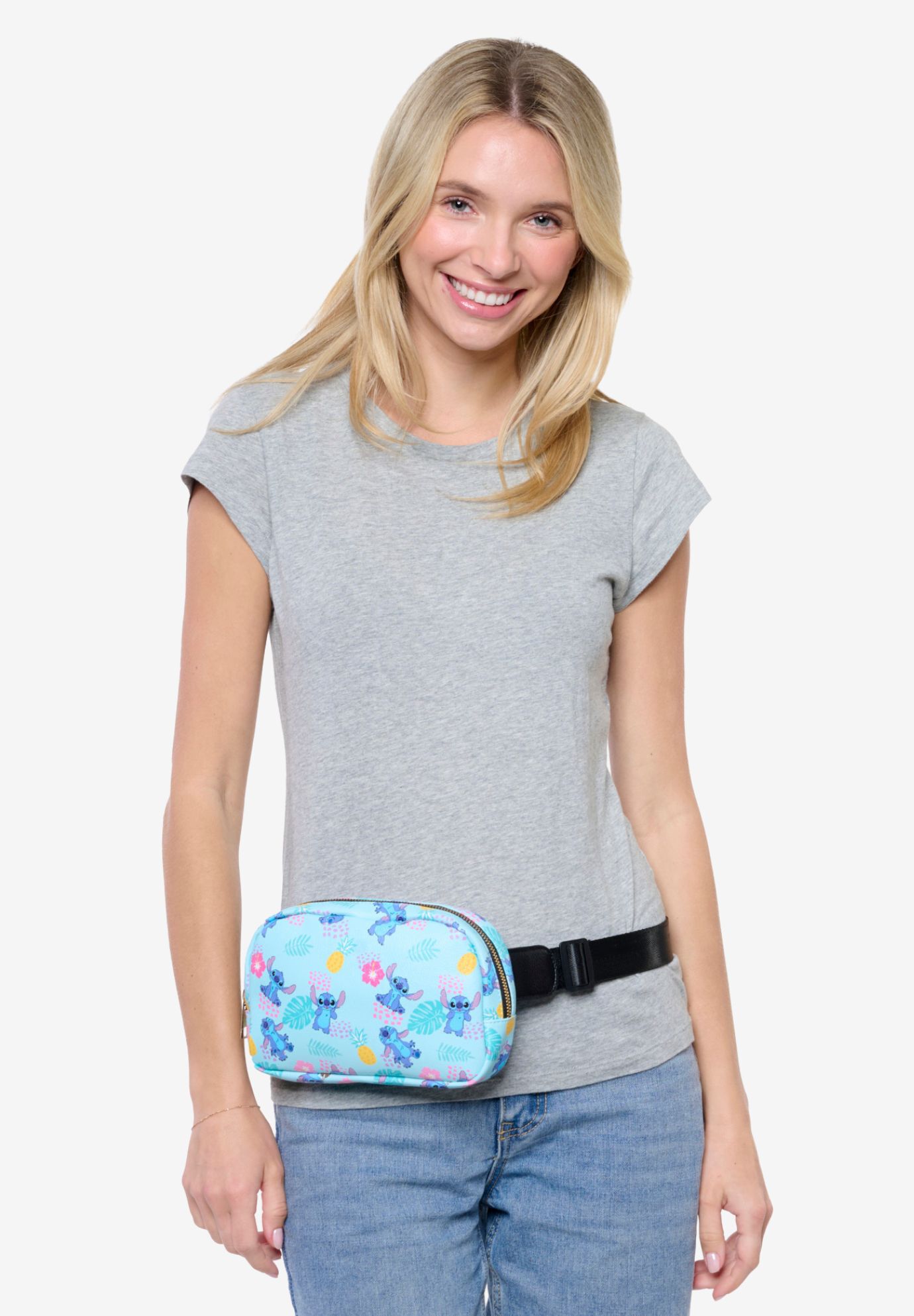 Disney Lilo & Stitch Tropical Belt Bag Fanny Pack Crossbody Sling Zippered, BLUE, alternate image number 3