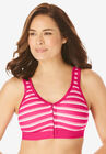 Wireless Front-Close Lounge Bra, RASPBERRY SORBET STRIPE, hi-res image number null