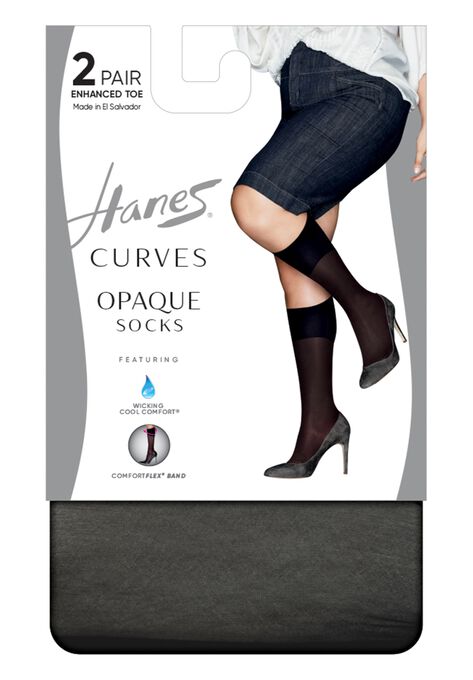 Curves Opaque Socks 2-Pack, BLACK, hi-res image number null