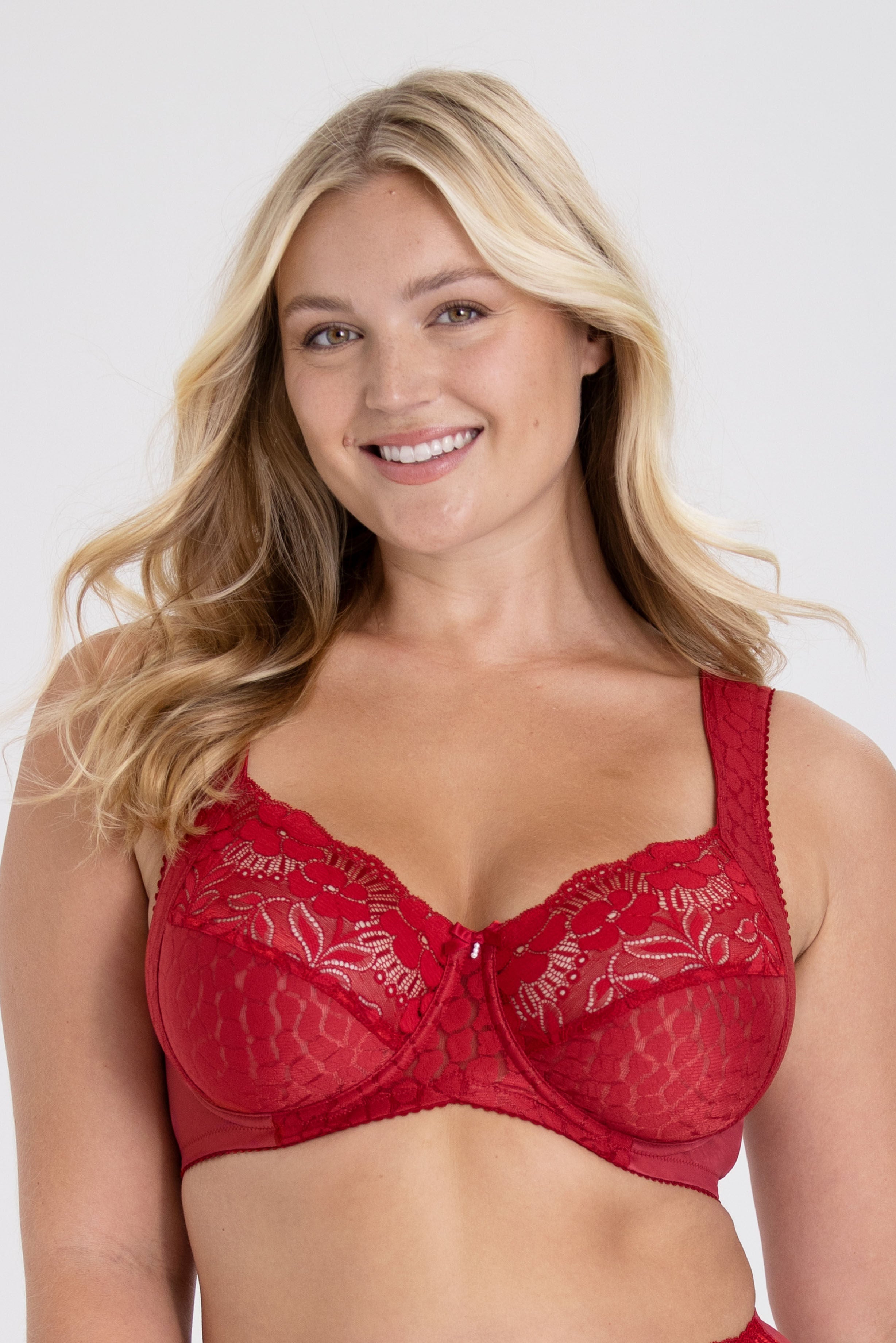 Jacquard & Lace bra, ENGLISH RED, hi-res image number 0