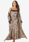 The Luxe Satin Long Peignoir Set, LEOPARD, hi-res image number null