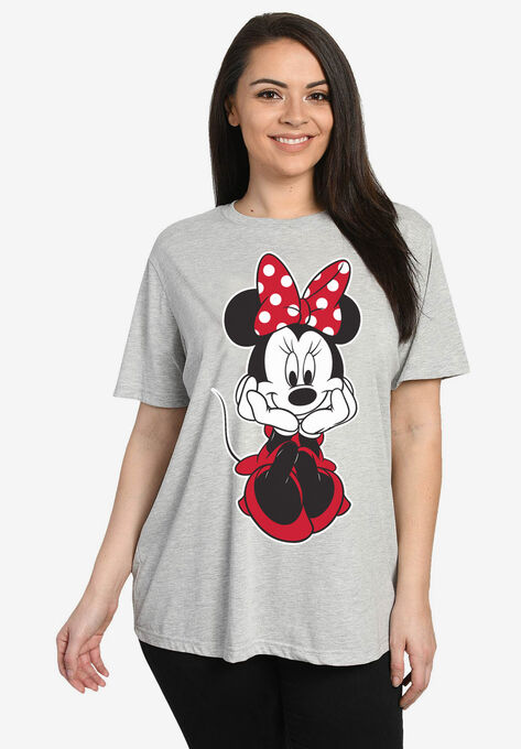 Disney Women's Minnie Mouse Sitting Short Sleeve T-Shirt Gray, , alternate image number null