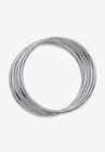 Silvertone 5 Piece Bangle Bracelet Set, 9", , on-hover image number null