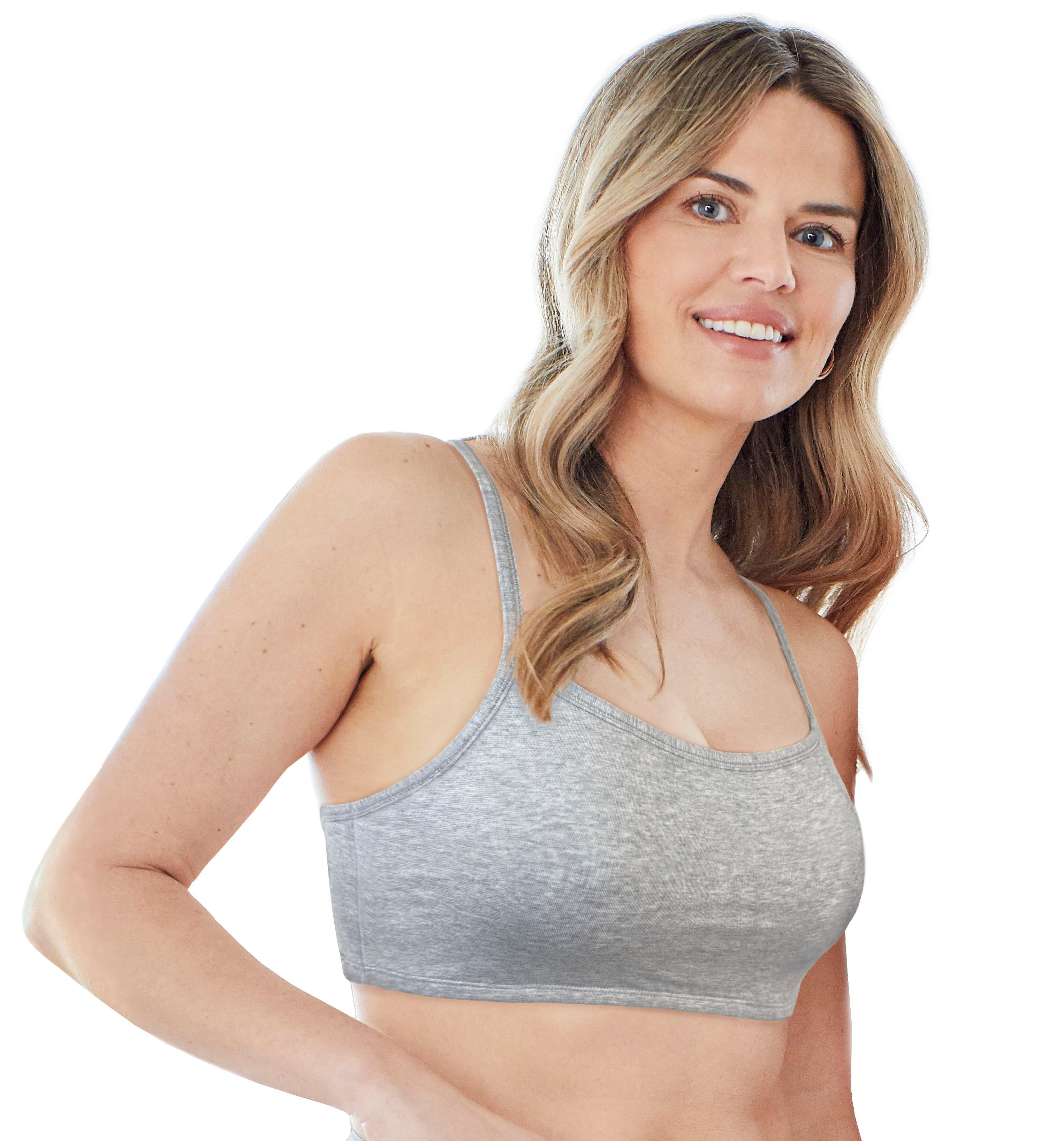 Bestform Spaghetti Strap Cotton Pullover Sports Bra 3-Pack - 5009036PP, GREY WHITE BLACK, alternate image number 2