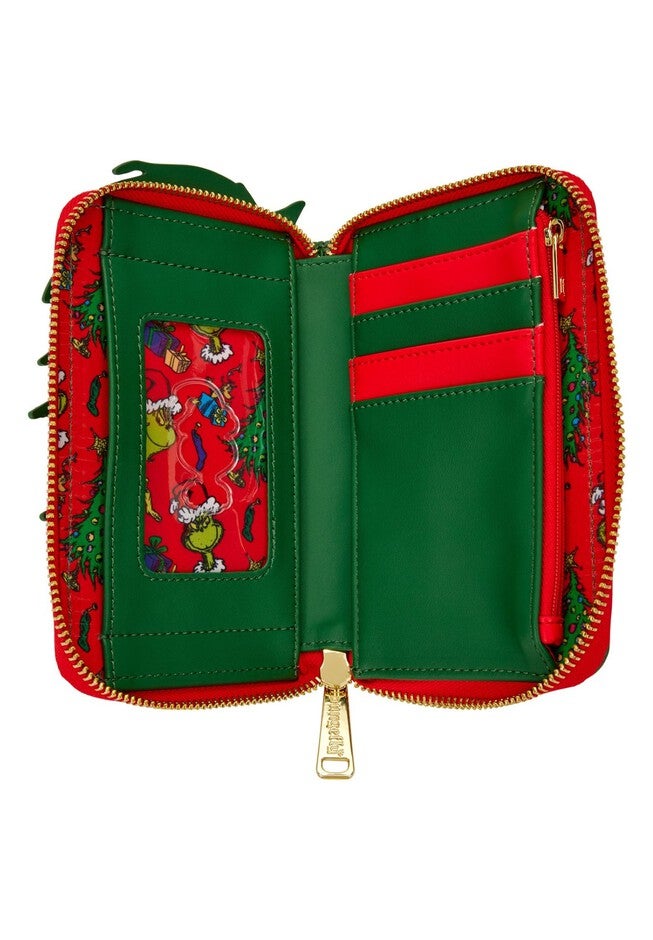 Loungefly x Dr. Seuss How the Grinch Stole Christmas! Tree Zip Around Wallet, GREEN, alternate image number 3