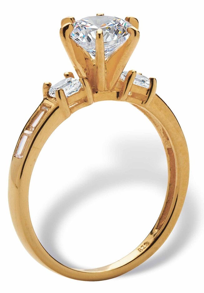 Yellow Gold over Sterling Silver Engagement Ring Cubic Zirconia (2 1/7 cttw TDW), , on-hover image number 1