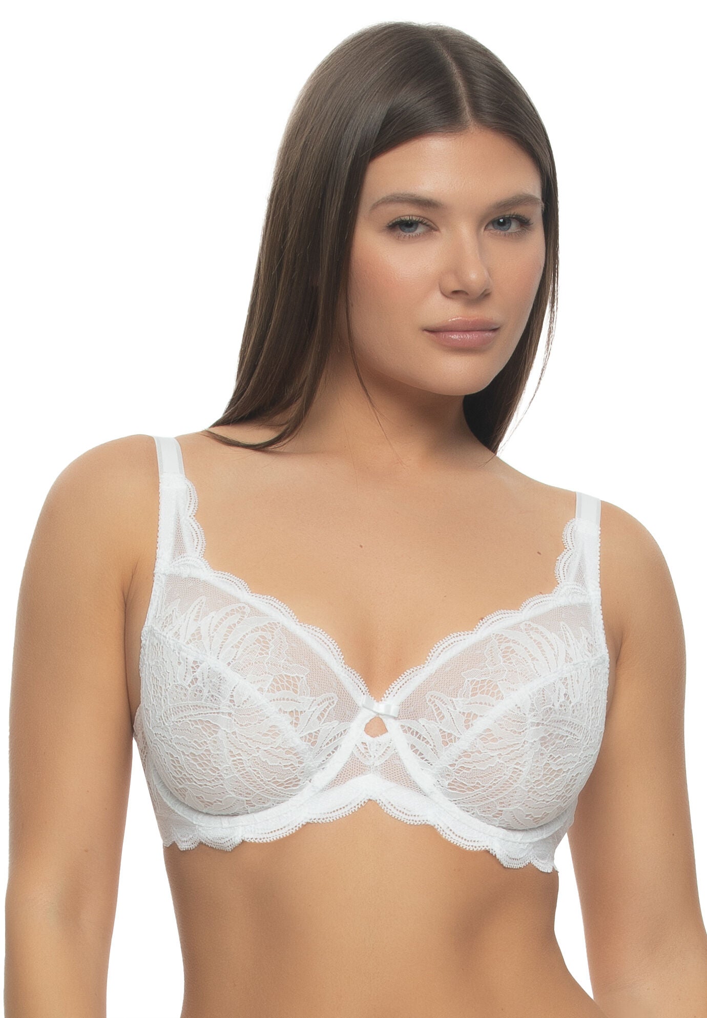 Peridot Unlined Lace Bra, WHITE, hi-res image number 0