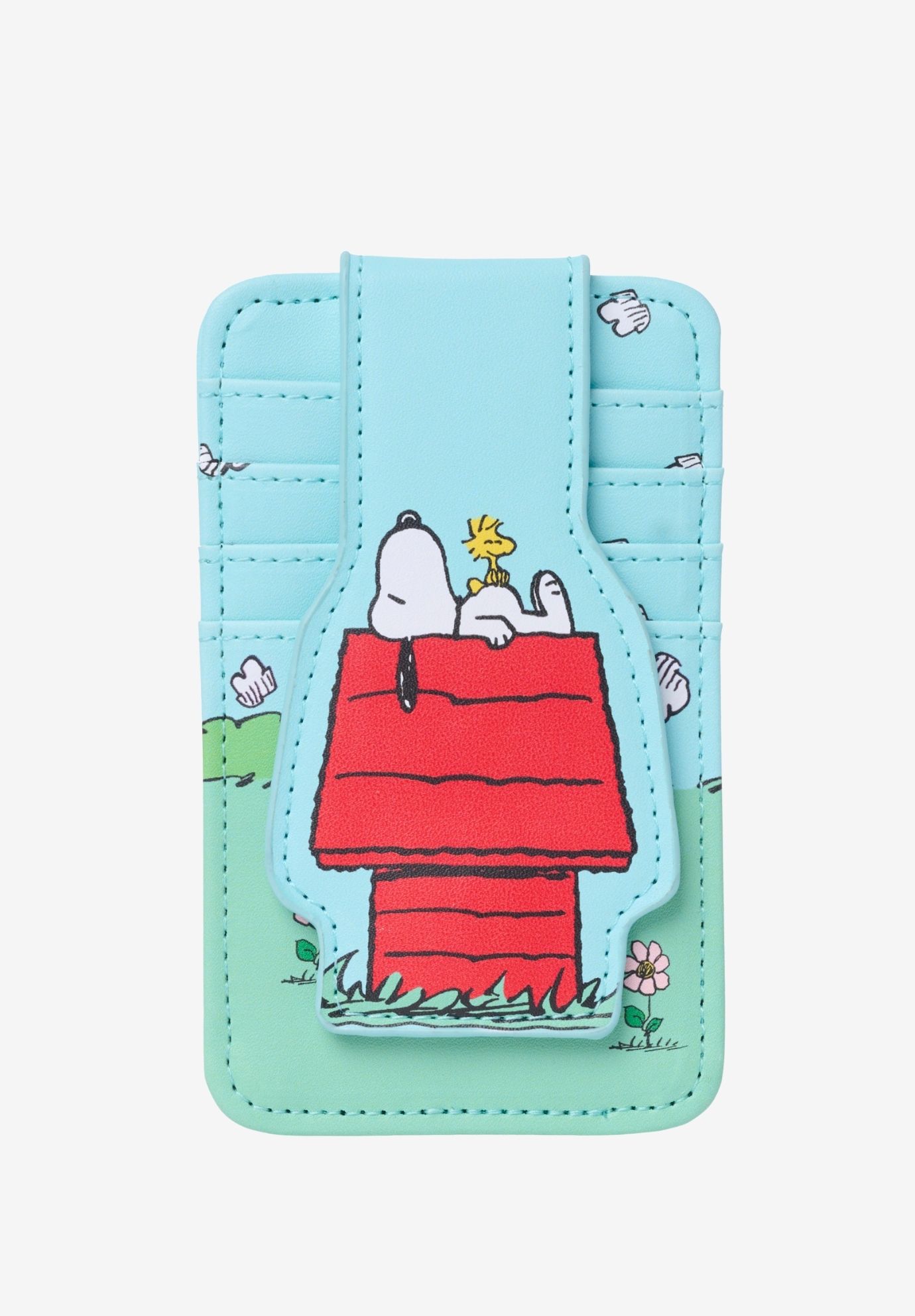 Peanuts Snoopy Woodstock Doghouse Card Holder Wallet ID Window Slim Case, BLUE, hi-res image number 0