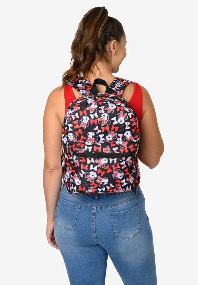 Minnie Mouse All-Over Print Bows Icons 16 inches Backpack, BLACK, hi-res image number null