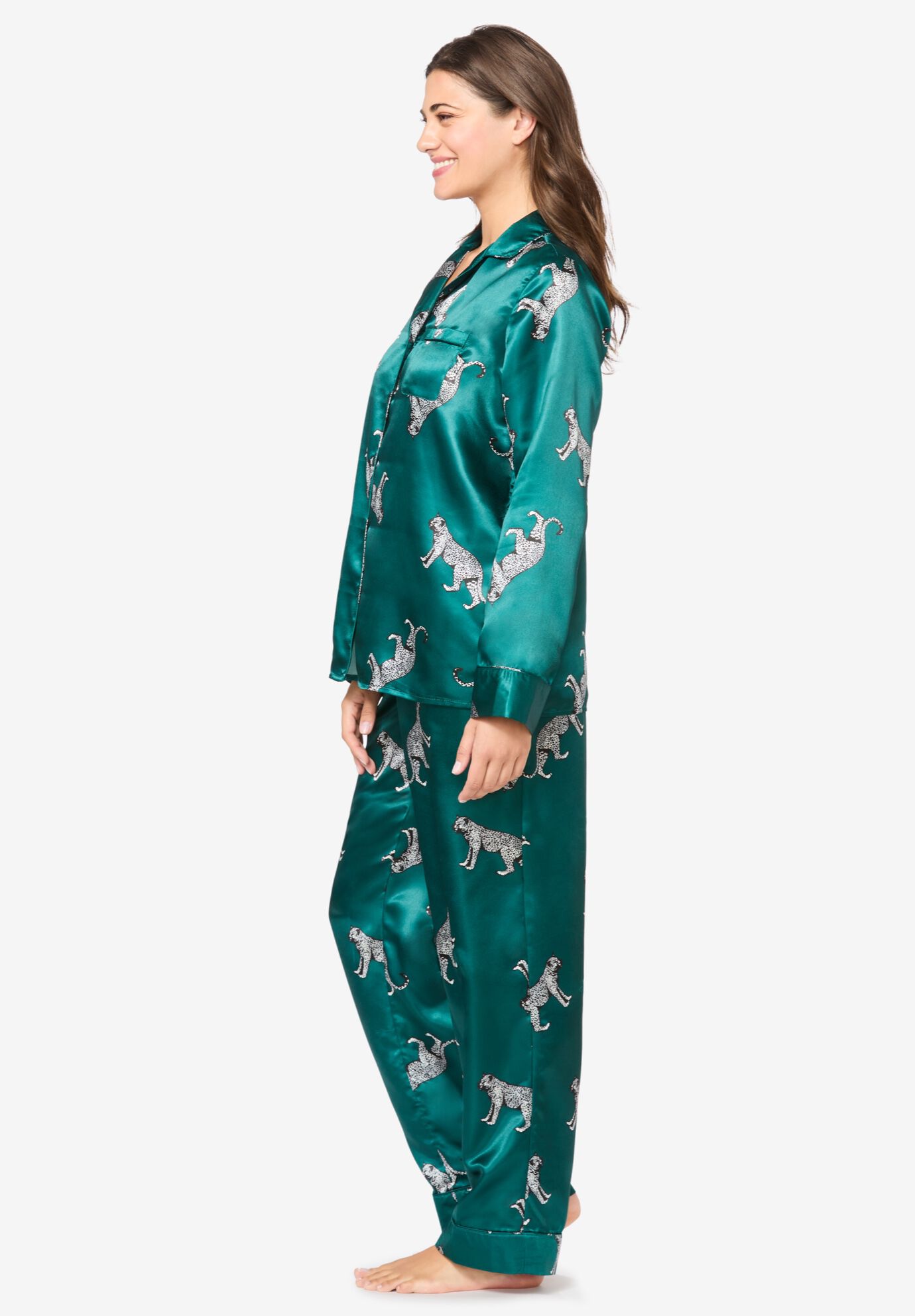 Lucia Satin Cheetah Print Pajama Set