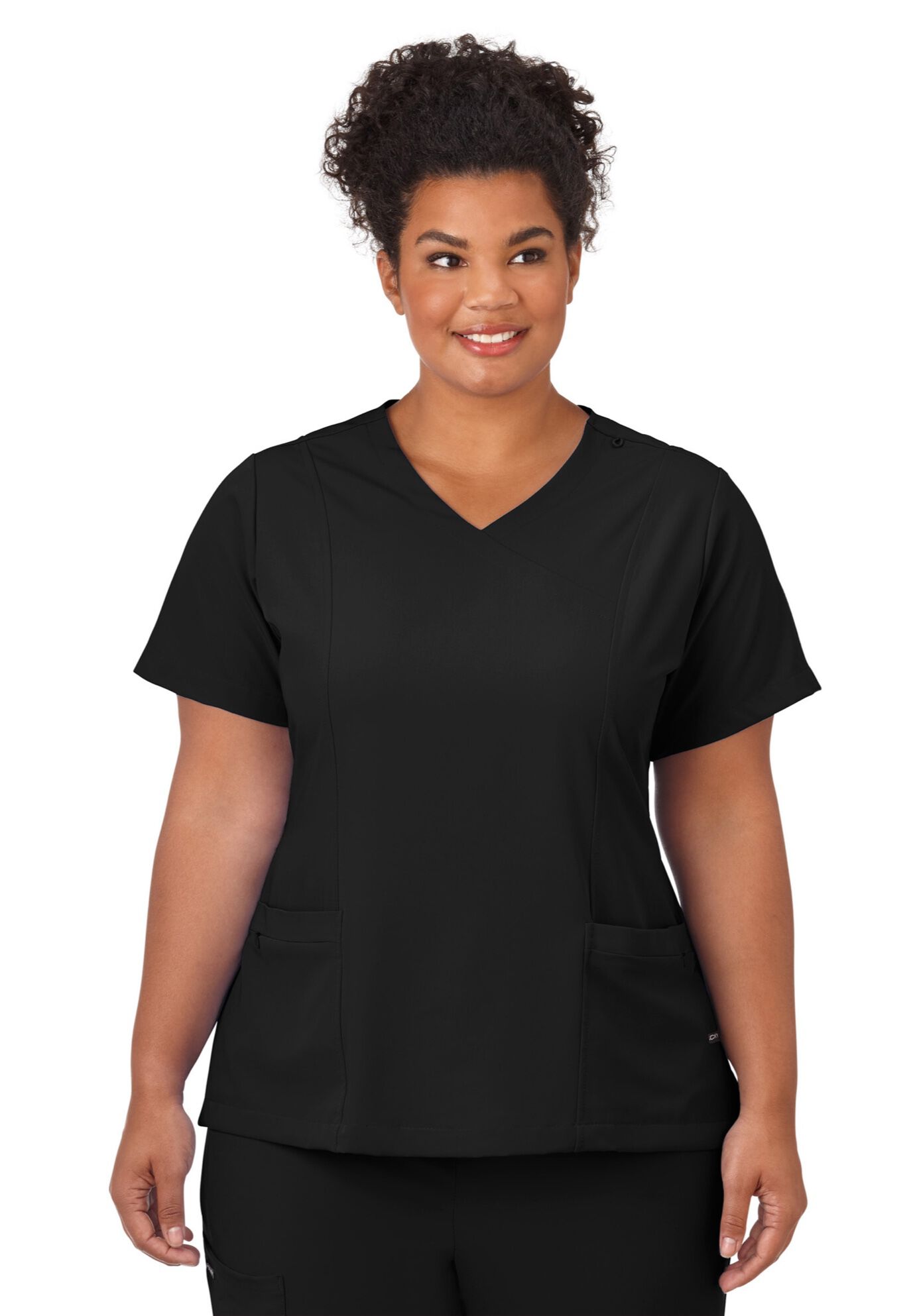 Jockey Scrubs Women's Mock Wrap Top, BLACK, hi-res image number 0