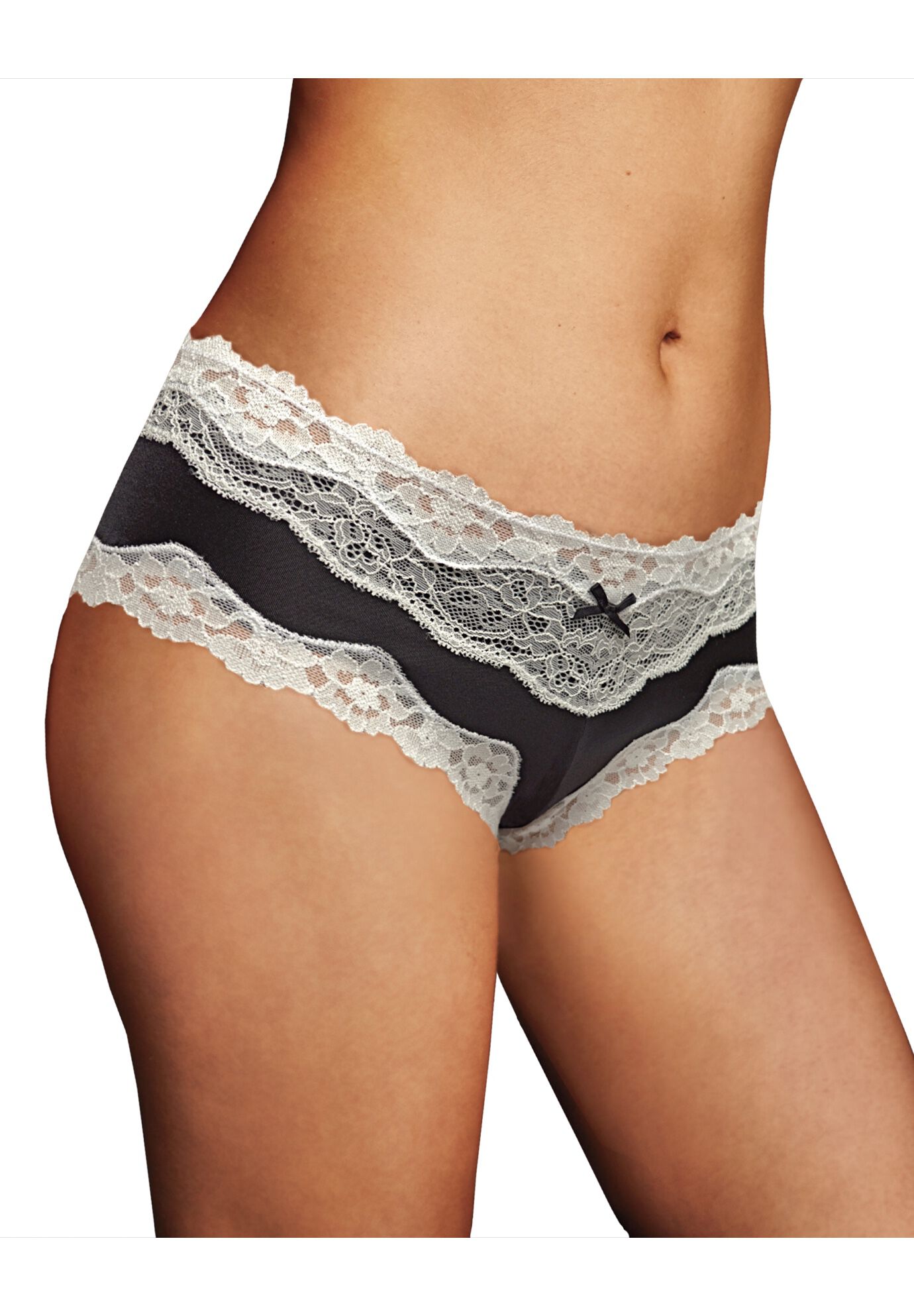 Cheeky Lace Hipster , BLACK IVORY, hi-res image number 0