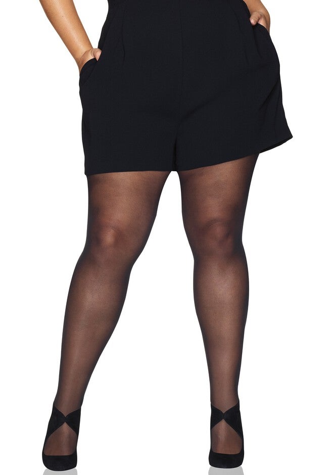 Curves Control Top Sheer Tights, BLACK, hi-res image number 0