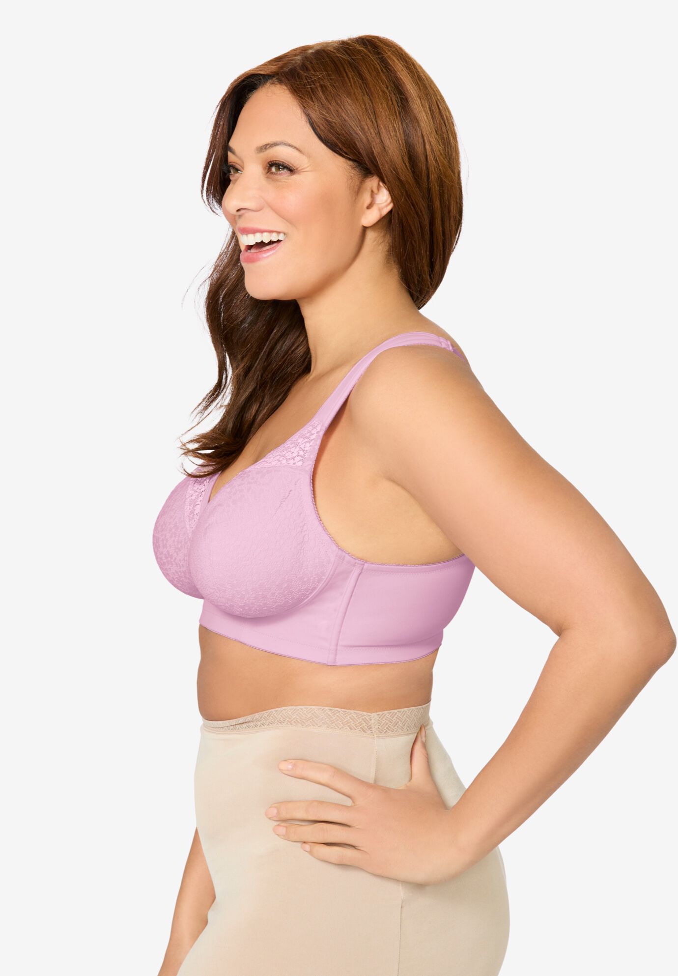 COMFORT CHOICE&reg; Full Coverage Lace Overlay Bra, PINK, alternate image number 2