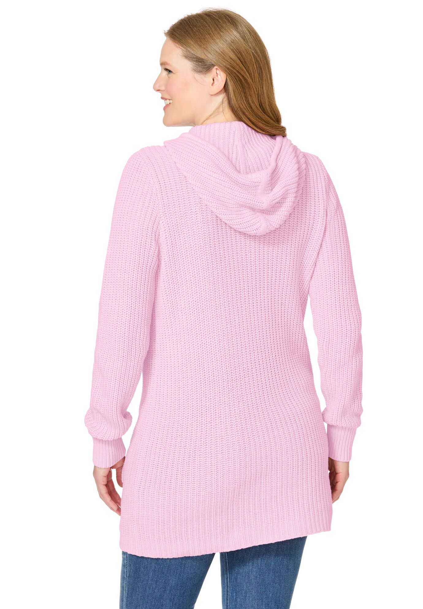 Shaker Sweater Pullover Hoodie, PINK, on-hover image number 1
