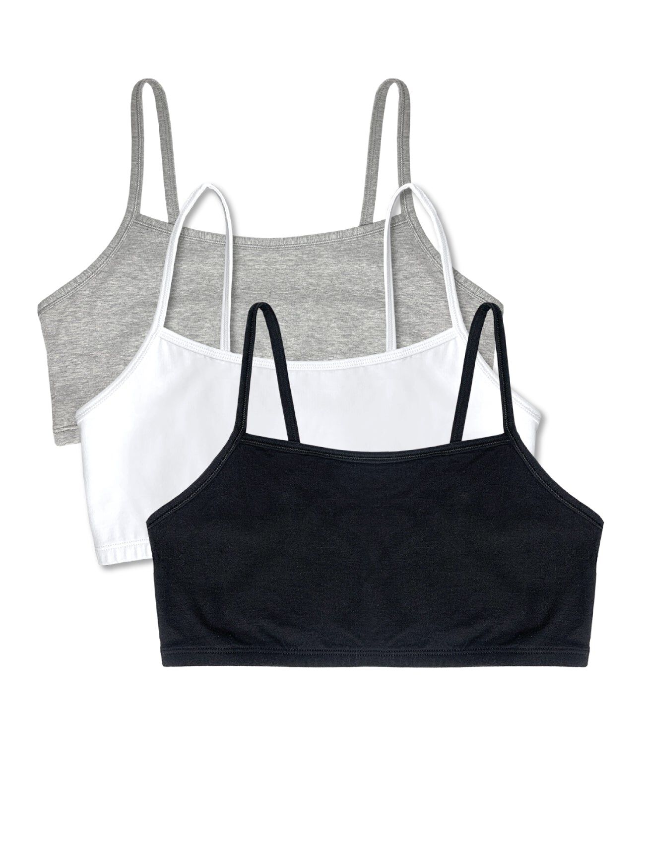 Bestform Spaghetti Strap Cotton Pullover Sports Bra 3-Pack - 5009036PP, GREY WHITE BLACK, hi-res image number 0