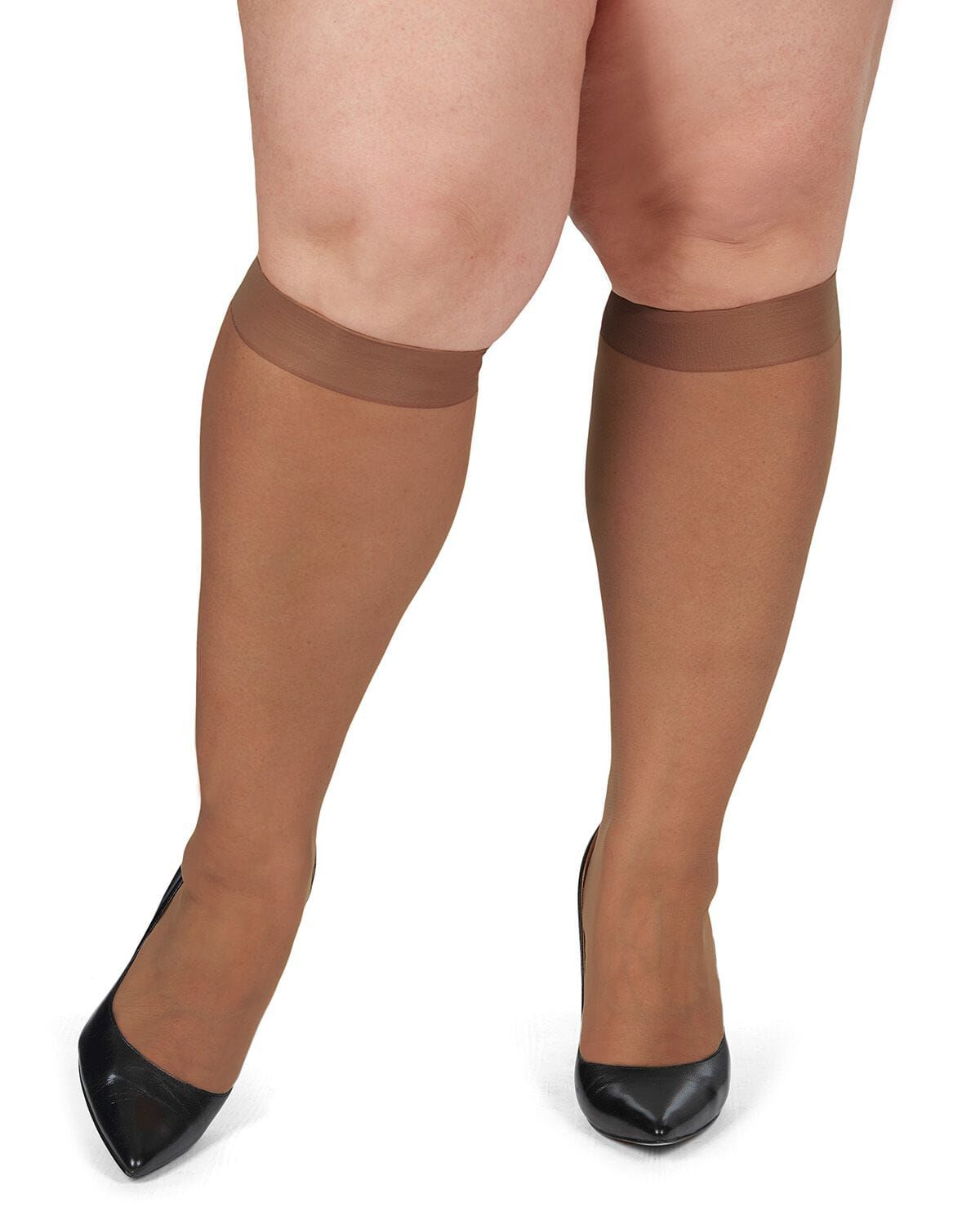 Women's 2 Pair Pack Ultra Sheer Plus Curvy Knee Highs, UTOPIA, alternate image number 1
