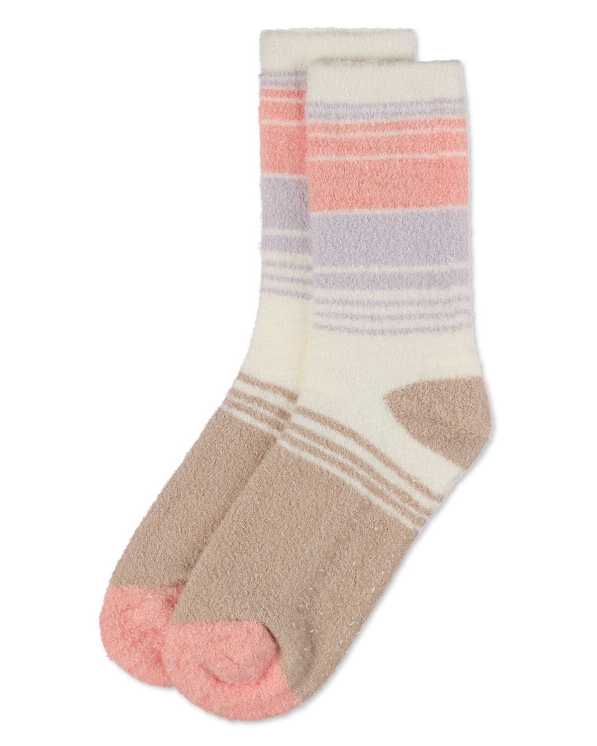 Women's Stripes Aloe Infused Crew Socks, CEMENT, alternate image number 2