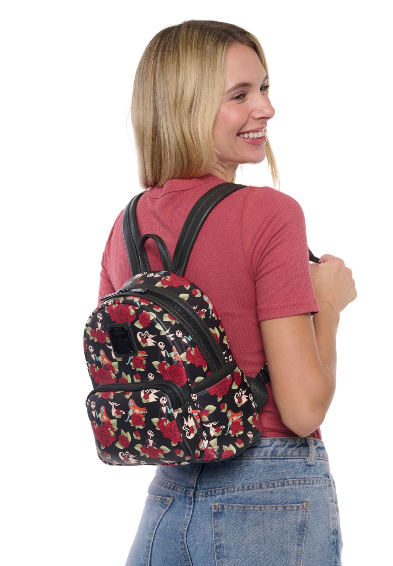 Loungefly x The Nightmare Before Christmas Jack Skellington Floral Mini Backpack, BLACK, alternate image number 7