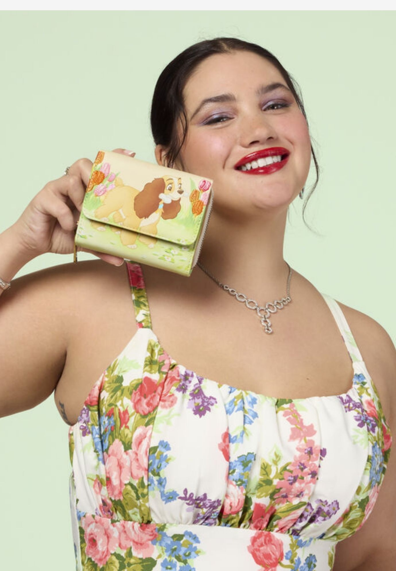 Loungefly Disney Lady and the Tramp Wallet Pastel Tulip Trifold , GREEN, alternate image number 4