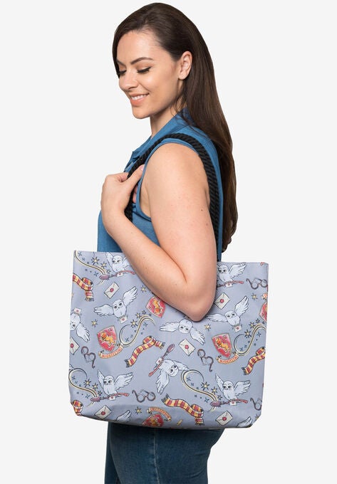 Harry Potter Gryffindor Travel Rope Tote Bag Carry-On Hedwig Glasses, GRAY, hi-res image number null