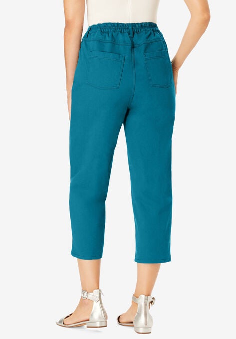 Back-Elastic Cotton Capri, , on-hover image number null