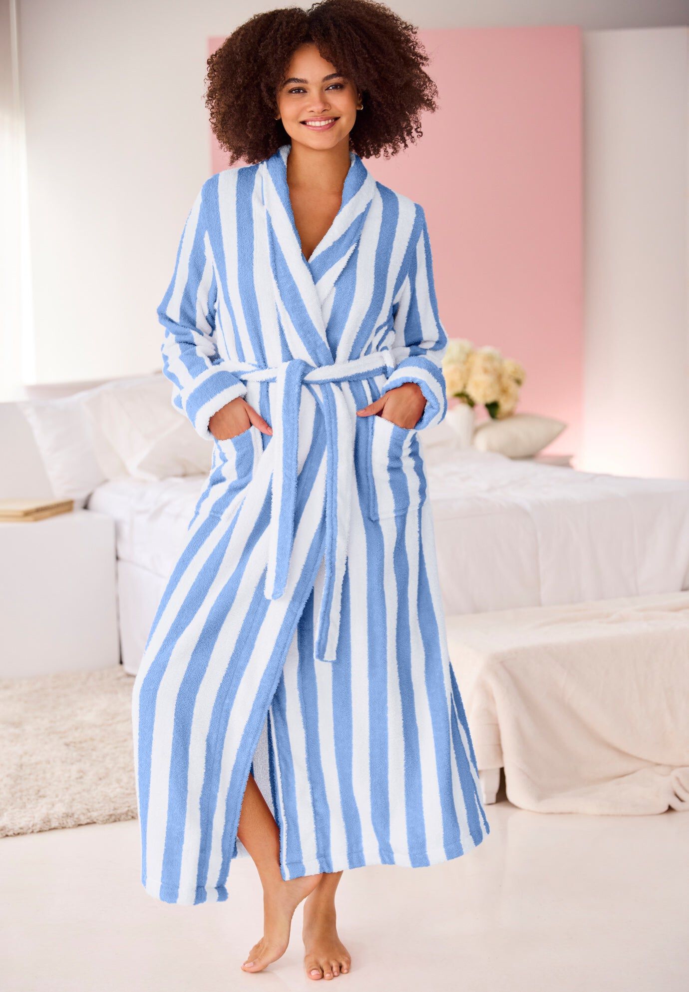 Ladies' Long Terry Robe, Rich Violet | Jessica London