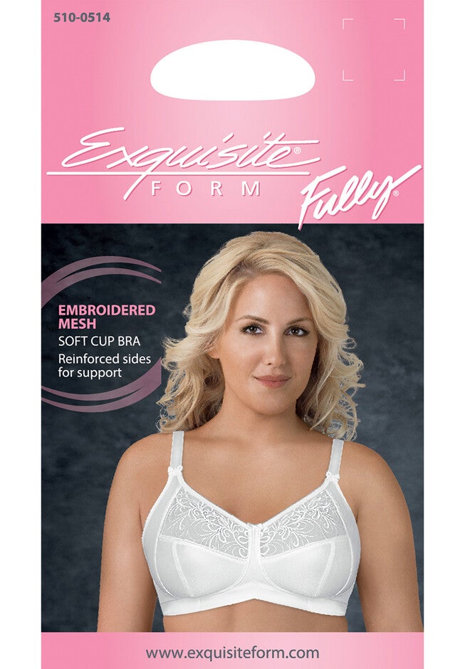 Fully Soft Cup Embroidered Mesh Bra, , alternate image number 4