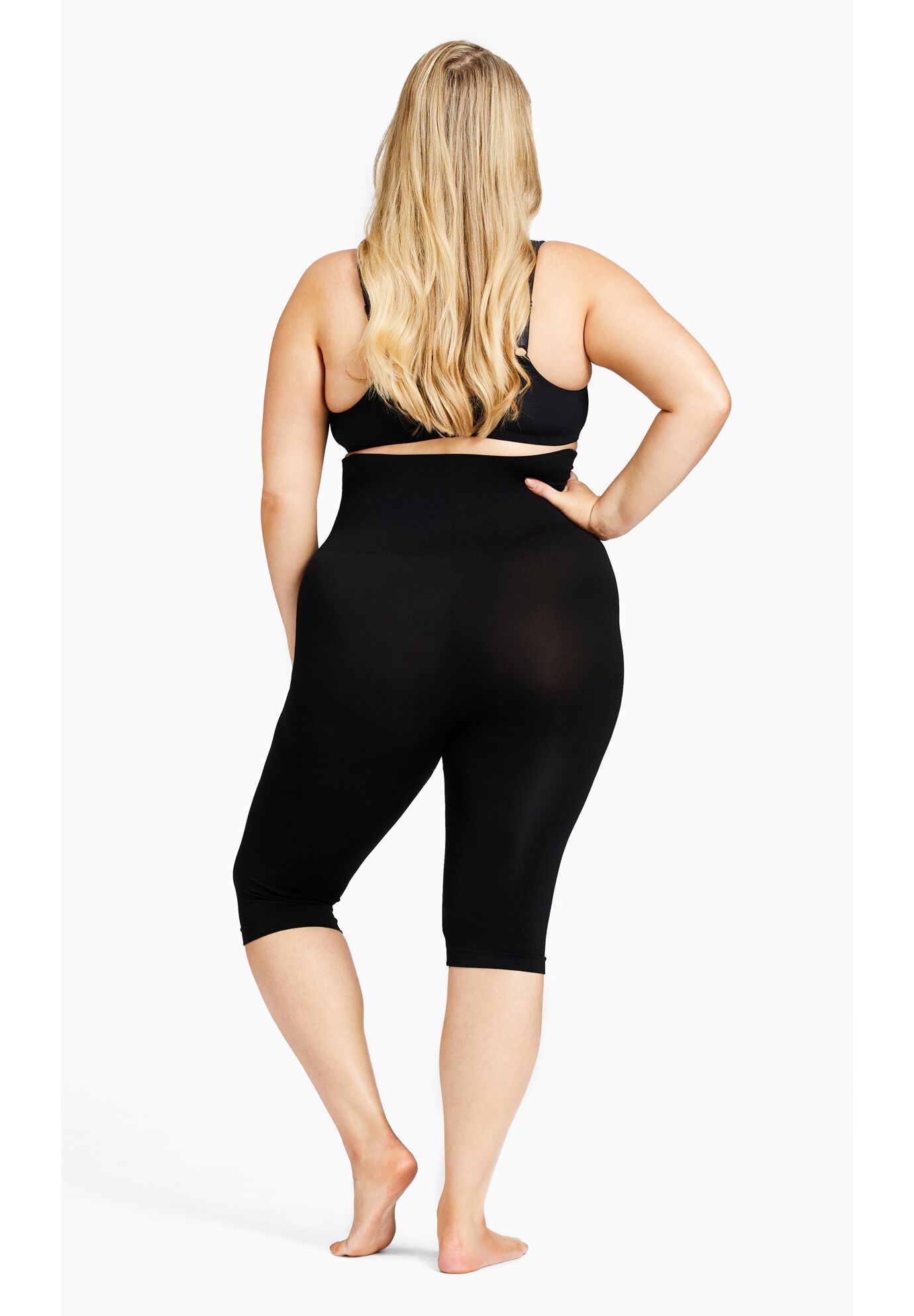 Seamless Hi Waist Capri, BLACK, on-hover image number 1