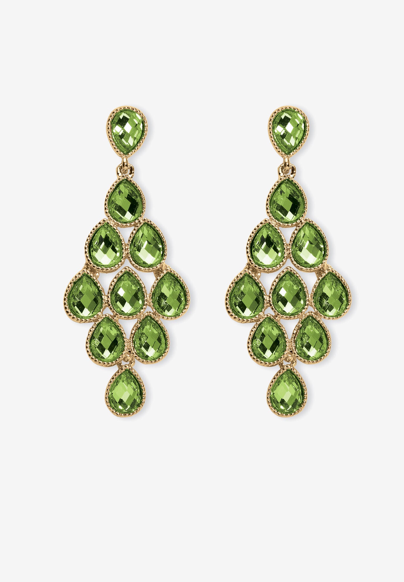 Gold Tone Pear Cut Simulated Birthstone Earrings, AUGUST, hi-res image number 0