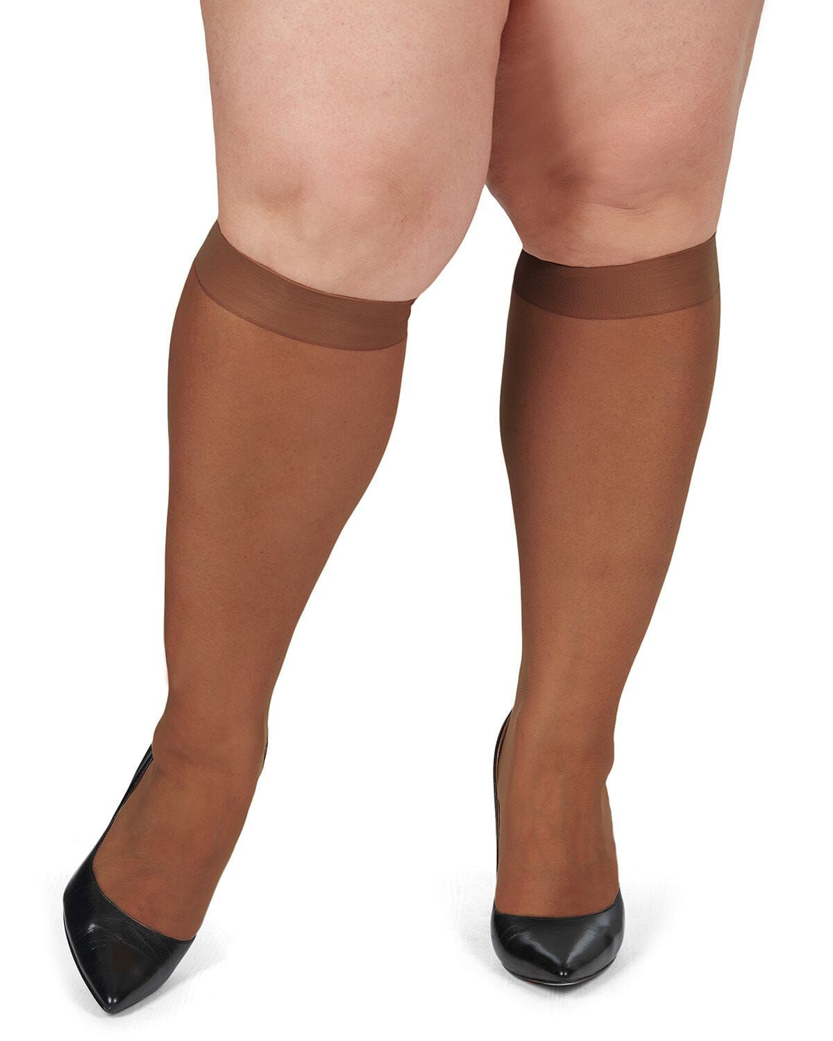Women's 2 Pair Pack Energizing Curvy Knee Highs, FRENCH COFFEE, alternate image number 1