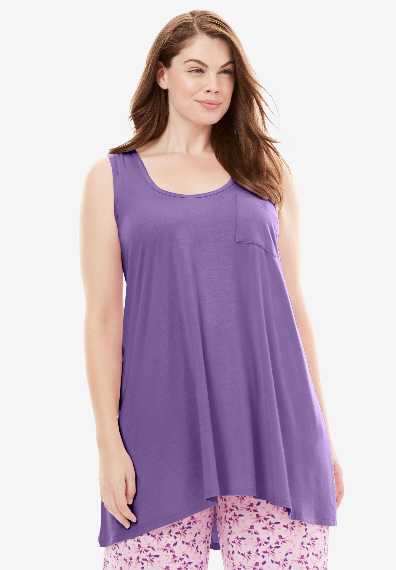 Sweet Dream Sleep Tank by Dreams & Co&reg;, VIOLET BLOOM, hi-res image number 0