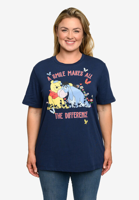 Winnie The Pooh & Eeyore T-Shirt Smile Flowers Navy, , alternate image number null