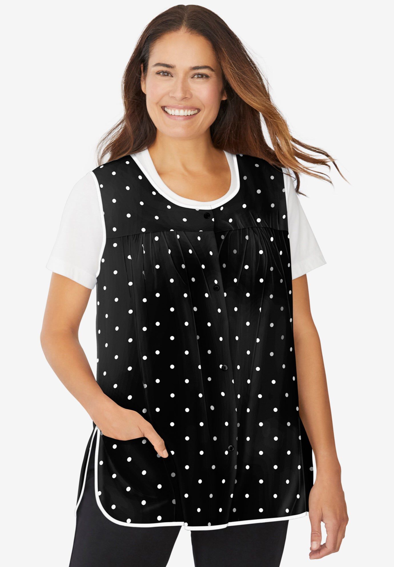 Snap-Front Apron, BLACK DOT, hi-res image number 0