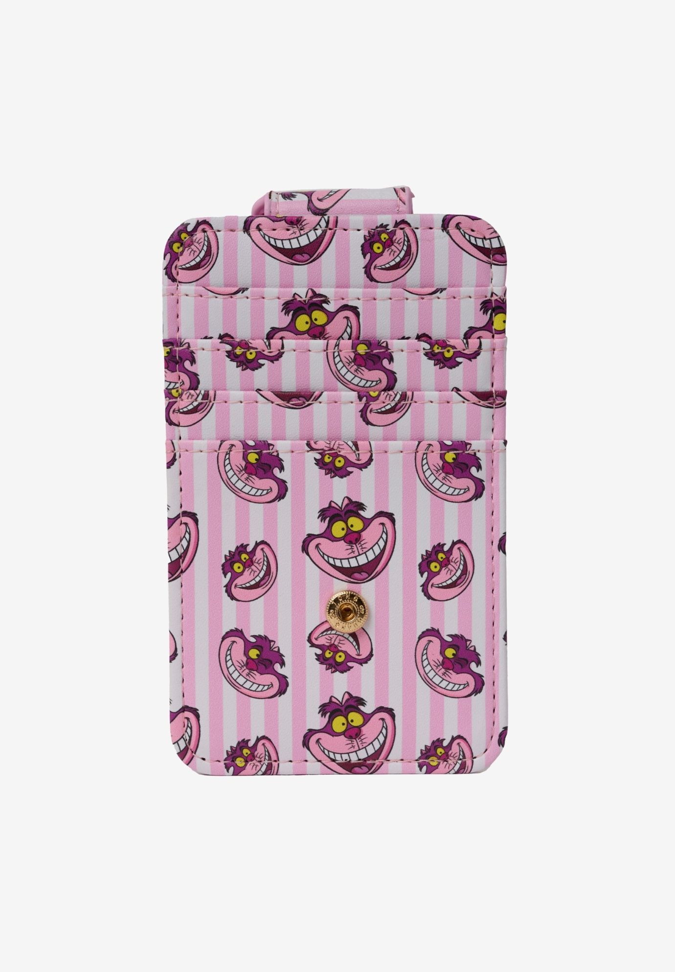 Womens Disney Cheshire Cat Card Holder Wallet Button Snap Closure, PINK, alternate image number 3