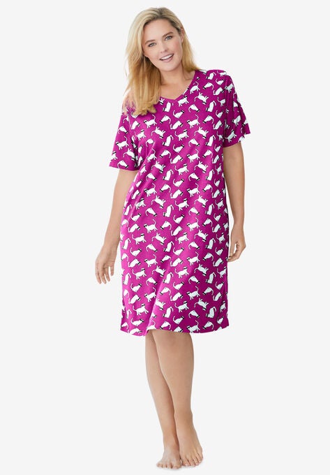 Print Sleepshirt, BRIGHT BERRY CATS, hi-res image number null