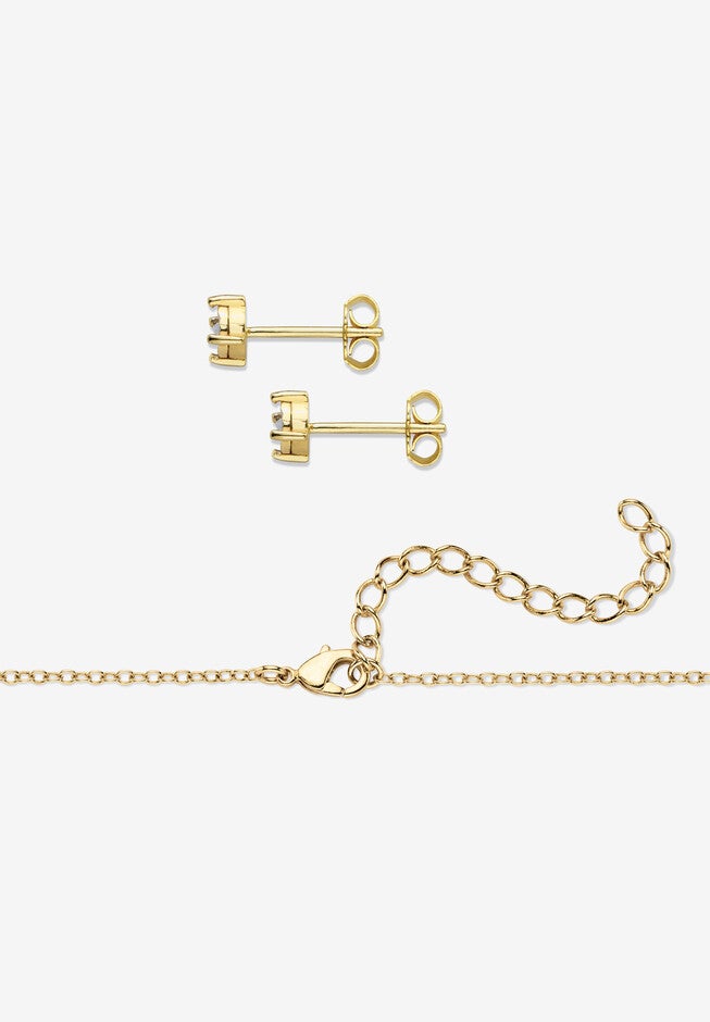 Yellow Gold-Plated Cross Pendant with Genuine Diamond Accent on 18 inches Chain, , on-hover image number null