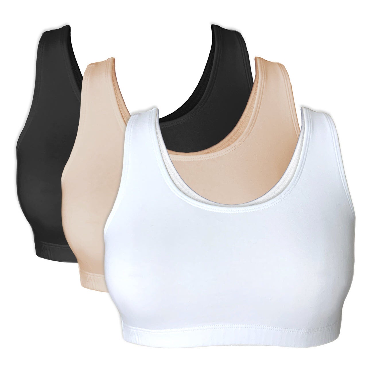 Bestform Tank Style Sports Bra 3-Pack - 5009012PP, WHITE NUDE BLACK, hi-res image number 0