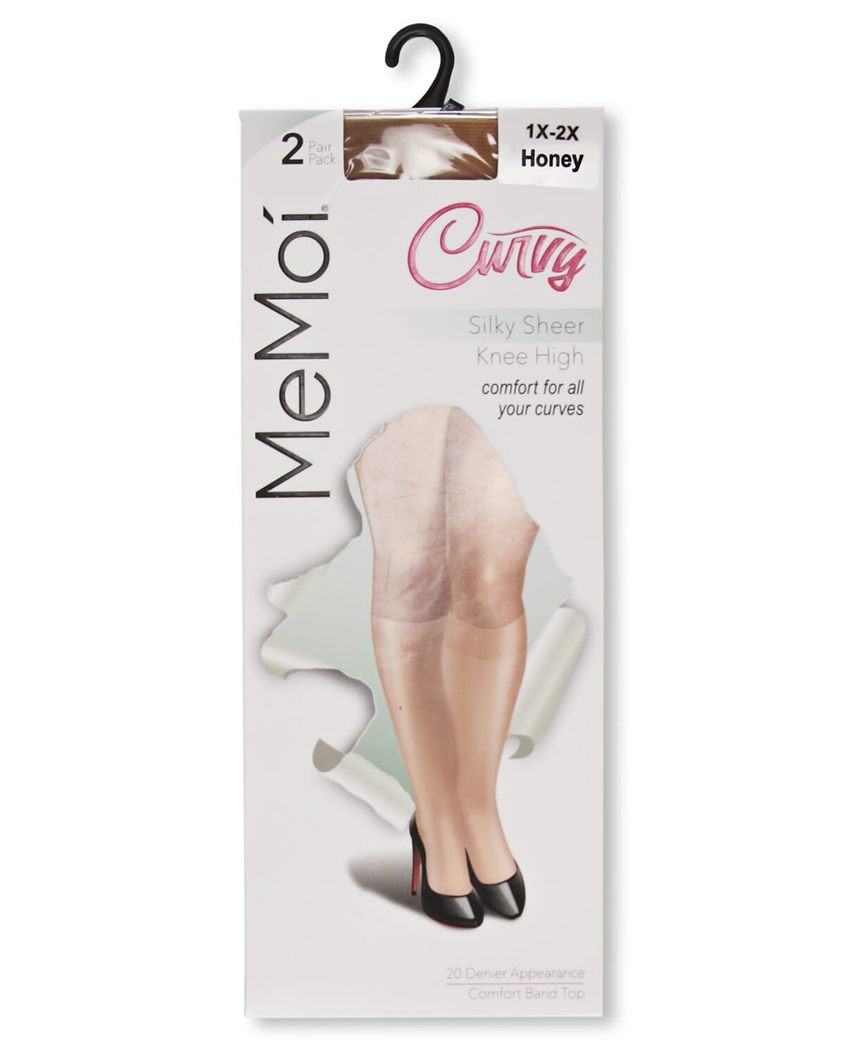 Women's 2 Pair Pack Silky Sheer Curvy Knee Highs, HONEY, alternate image number 3