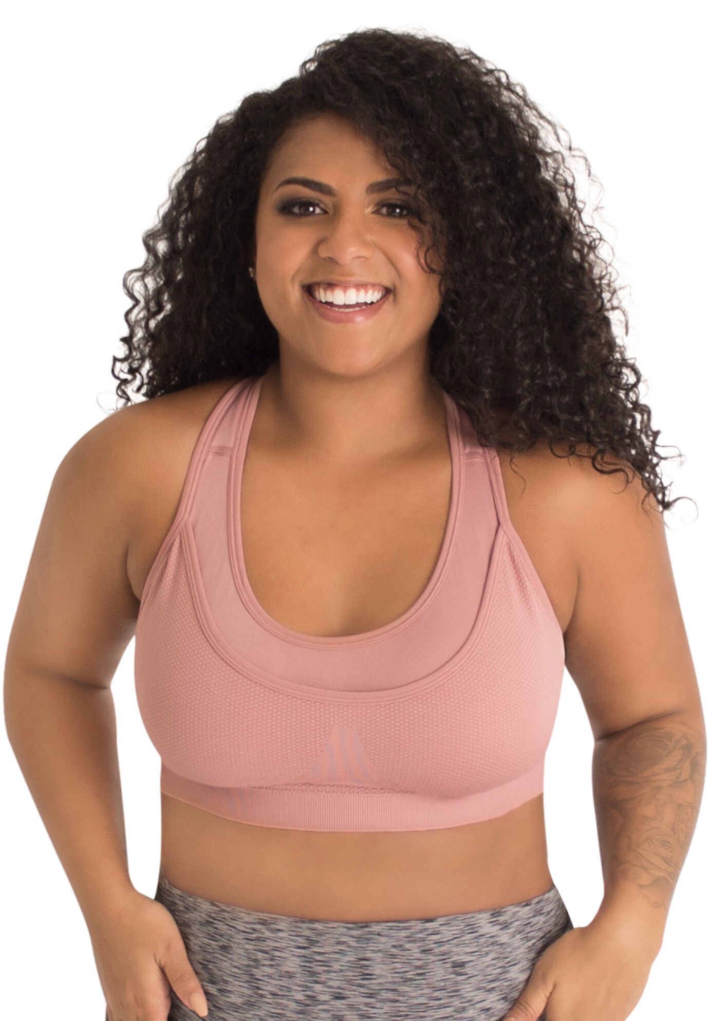 The Simone - Double Layer Seamless Cool Sports Bra Bra, WHISKEY ROSE, hi-res image number 0