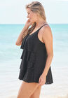 Tiered-Ruffle Crochet Swim Dress, , alternate image number null