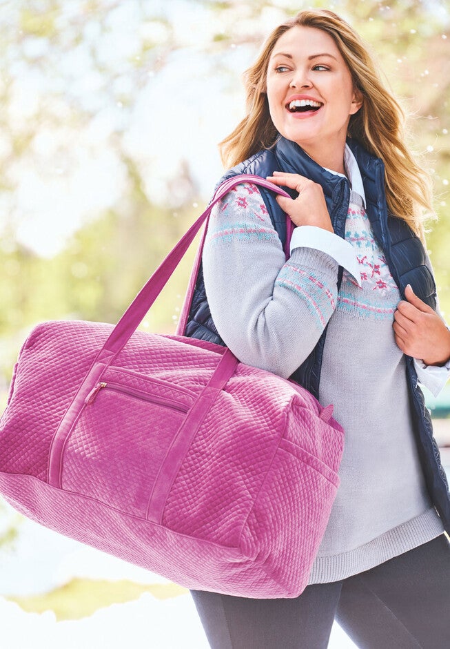 Quilted Velour Duffle Bag, , alternate image number null