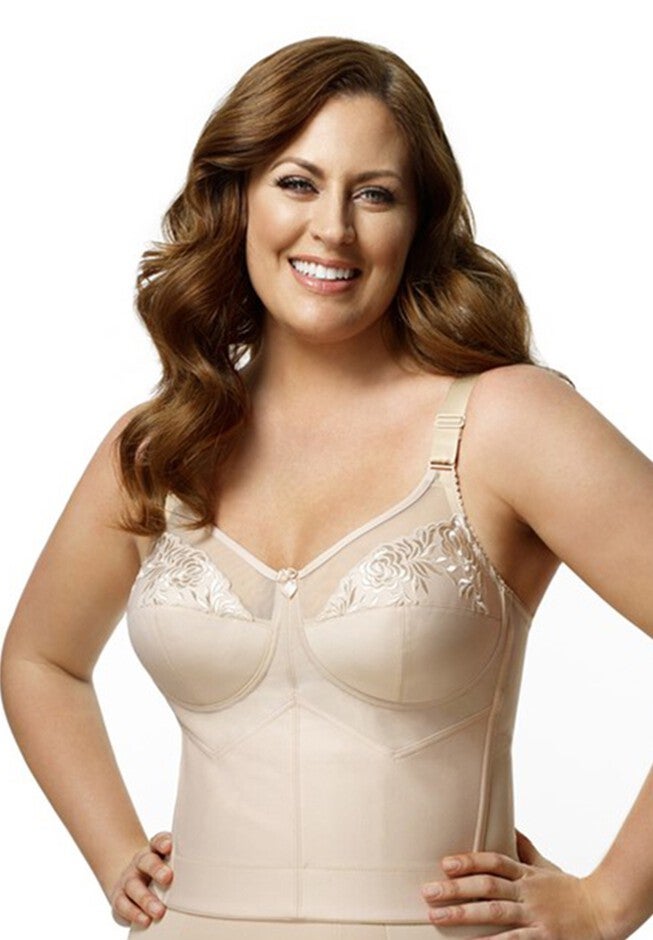 Embroidered Soft-Cup Longline Bra, NUDE, hi-res image number null