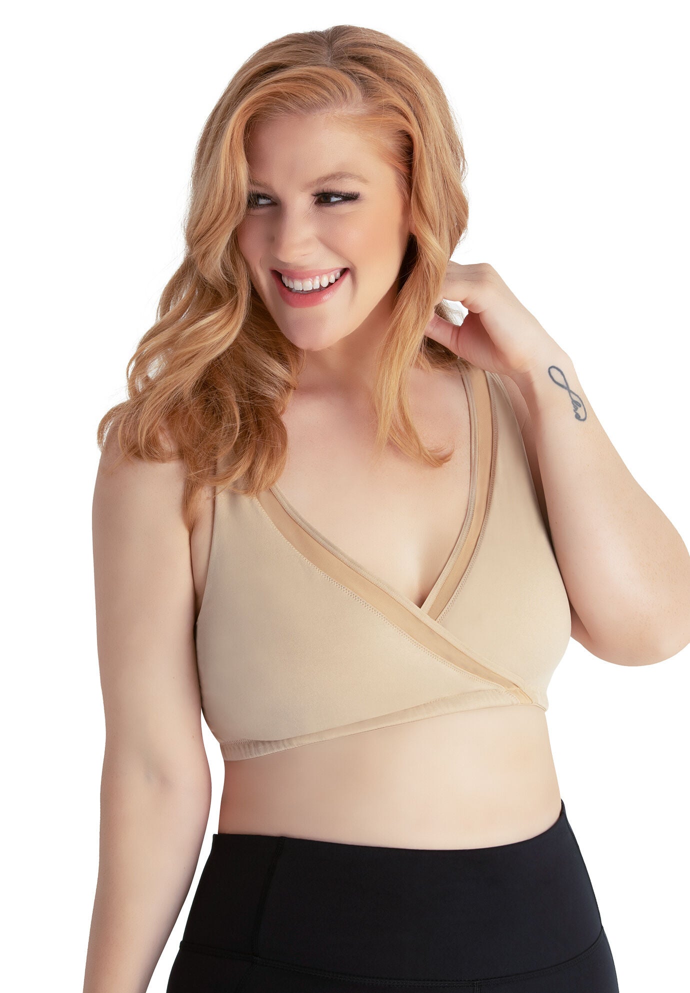The Charlene Seamless Comfort Crossover with Mesh, BEIGE, hi-res image number 0