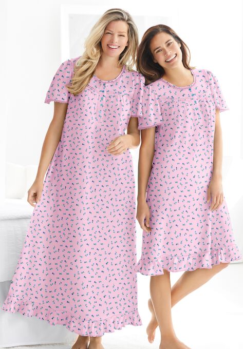 Long Floral Print Cotton Gown, , alternate image number null