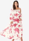 The Luxe Satin Long Peignoir Set, IVORY ROSES, hi-res image number null