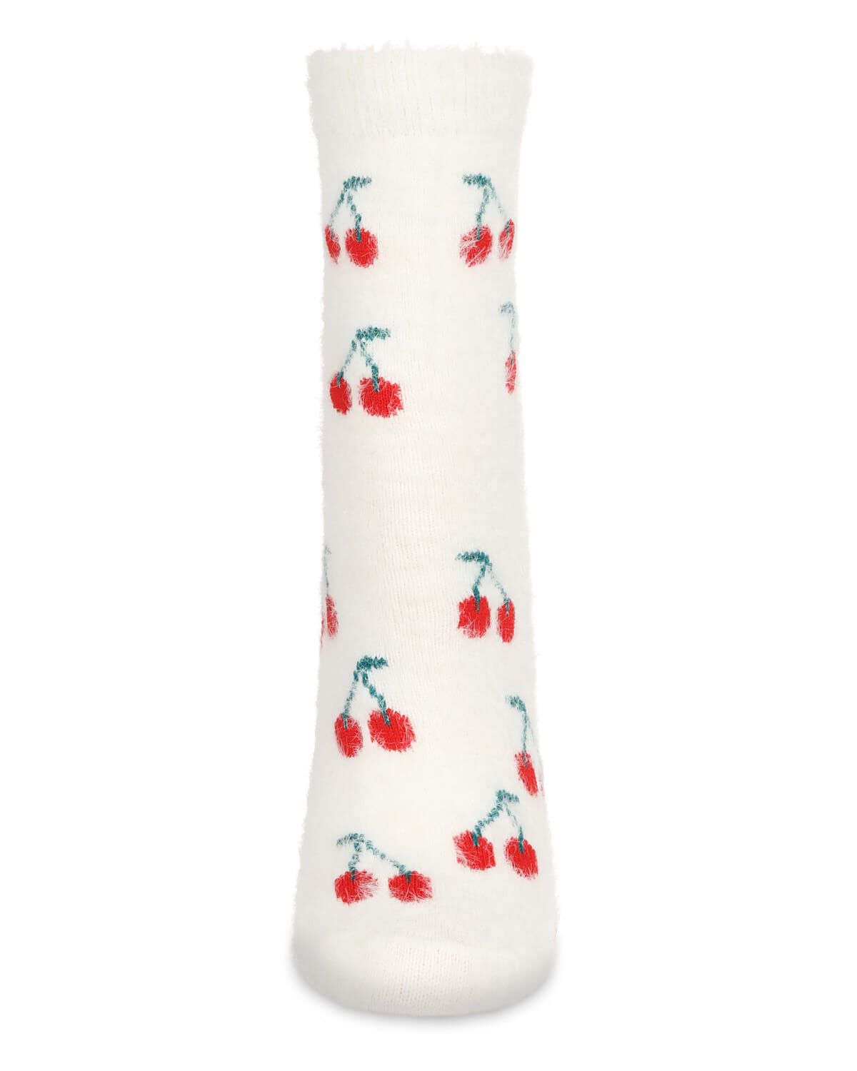 Women's Cherries Cozy Crew Socks, IVORY, alternate image number 1