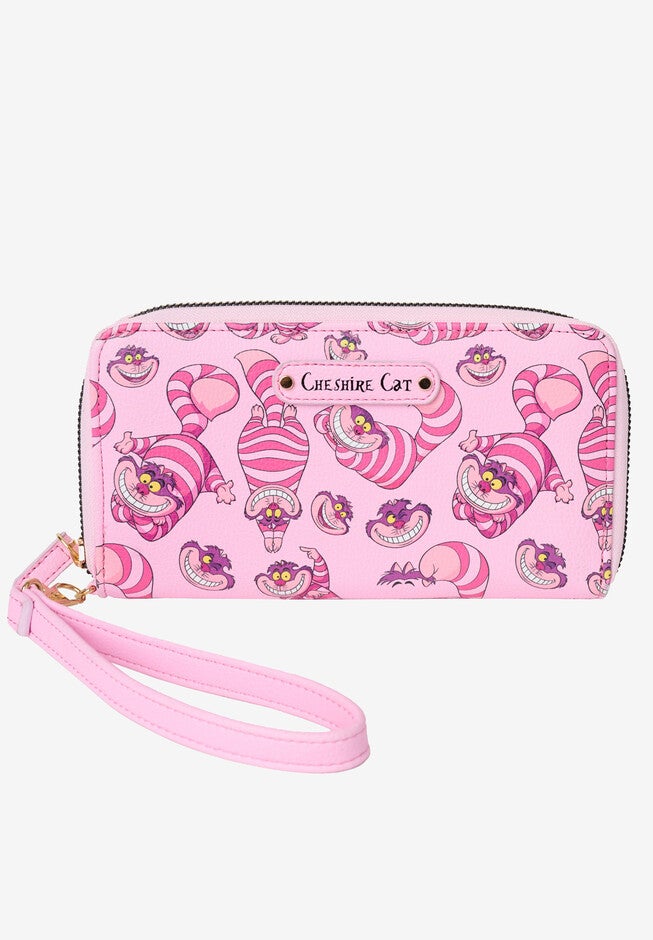Disney Cheshire Cat All-Over Character Print Wallet Zip Around Wristlet, PINK, hi-res image number null